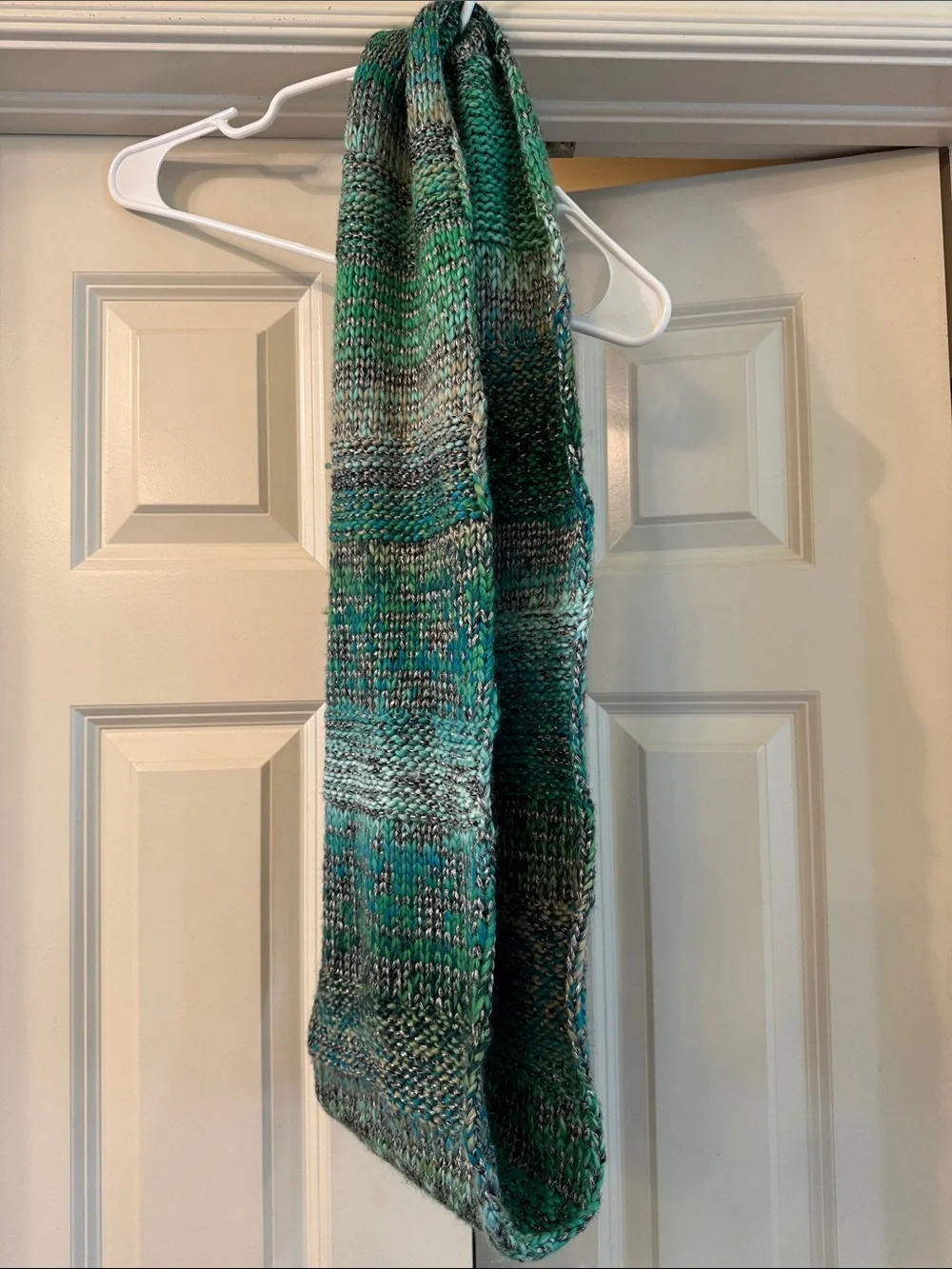 The Limited Knit Infinity Scarf in Teal and Gray